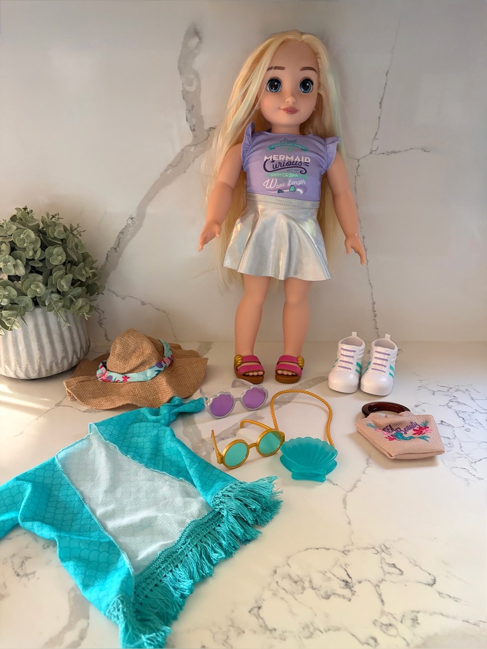 Disney ILY 4EVER 18" Ariel Inspired Doll Set Beach Resort Swim Accessories